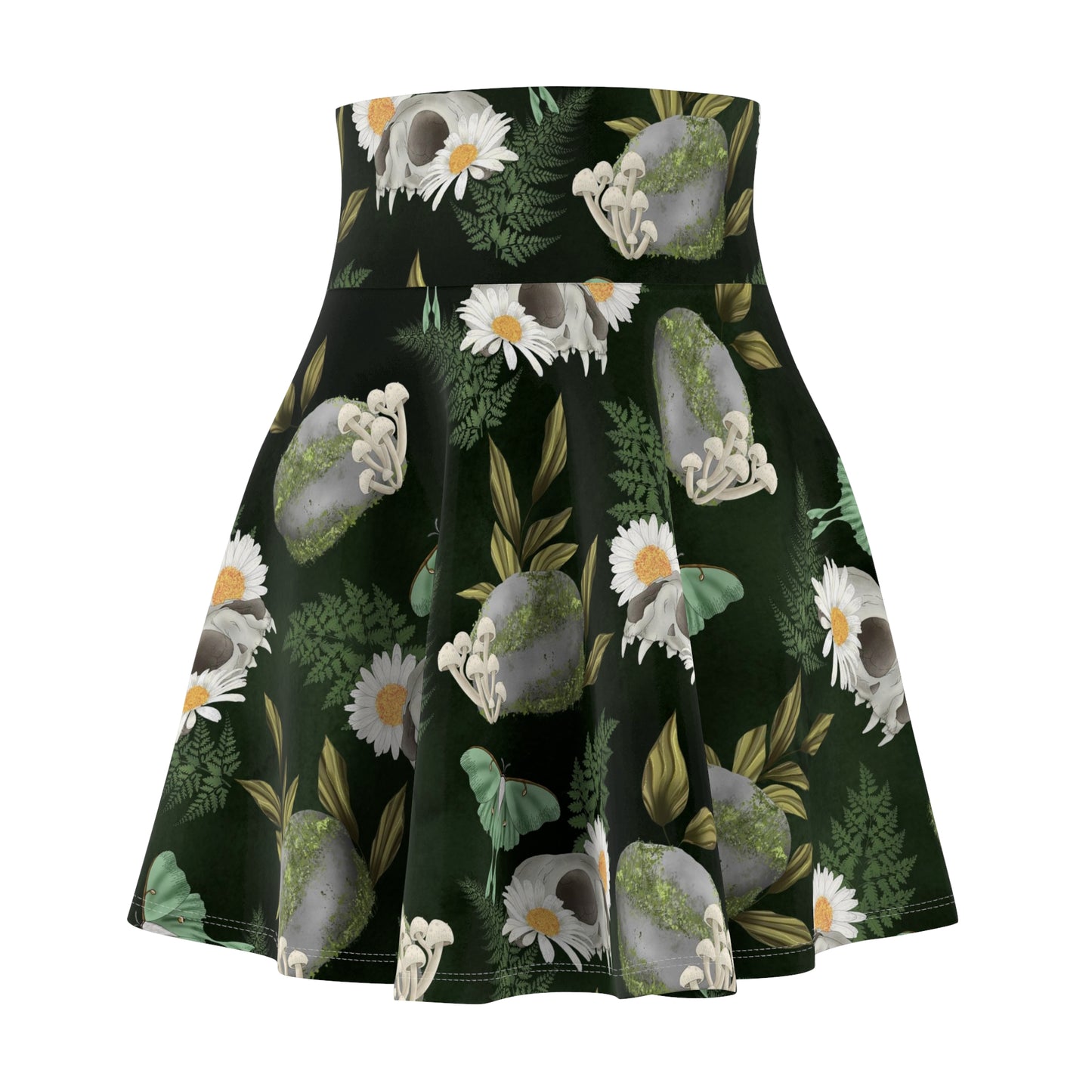 Skulls & Plants Green Witch | Witchy Skirt | Magical Skirt | Yellow & Orange