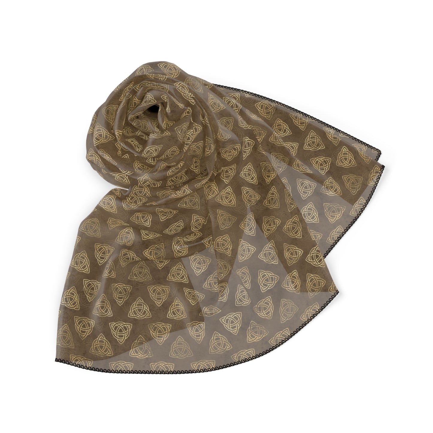 Triquetra Witches Veil Dark Brown | Witchy Pagan Celtic Scarf
