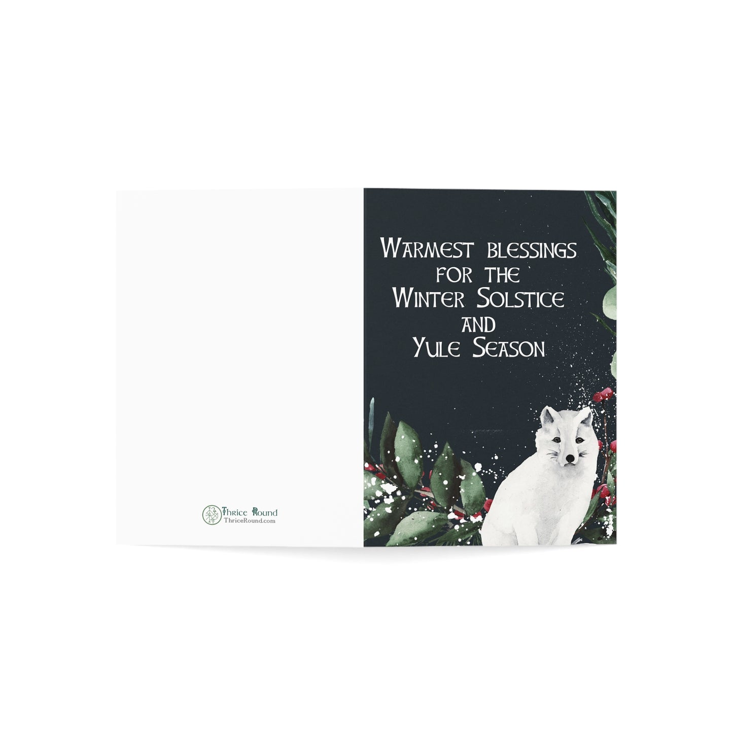 Yule Greeting Card Arctic Fox | Blank Inside | Witchy Pagan Yule Greeting Cards (1, 10, 30 and 50 pcs)