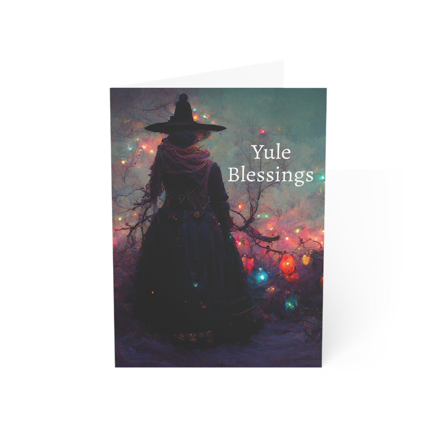 Solitary Winter Solstice Witch | Witchy Pagan Yule Greeting Cards (1, 10, 30 and 50 pcs)