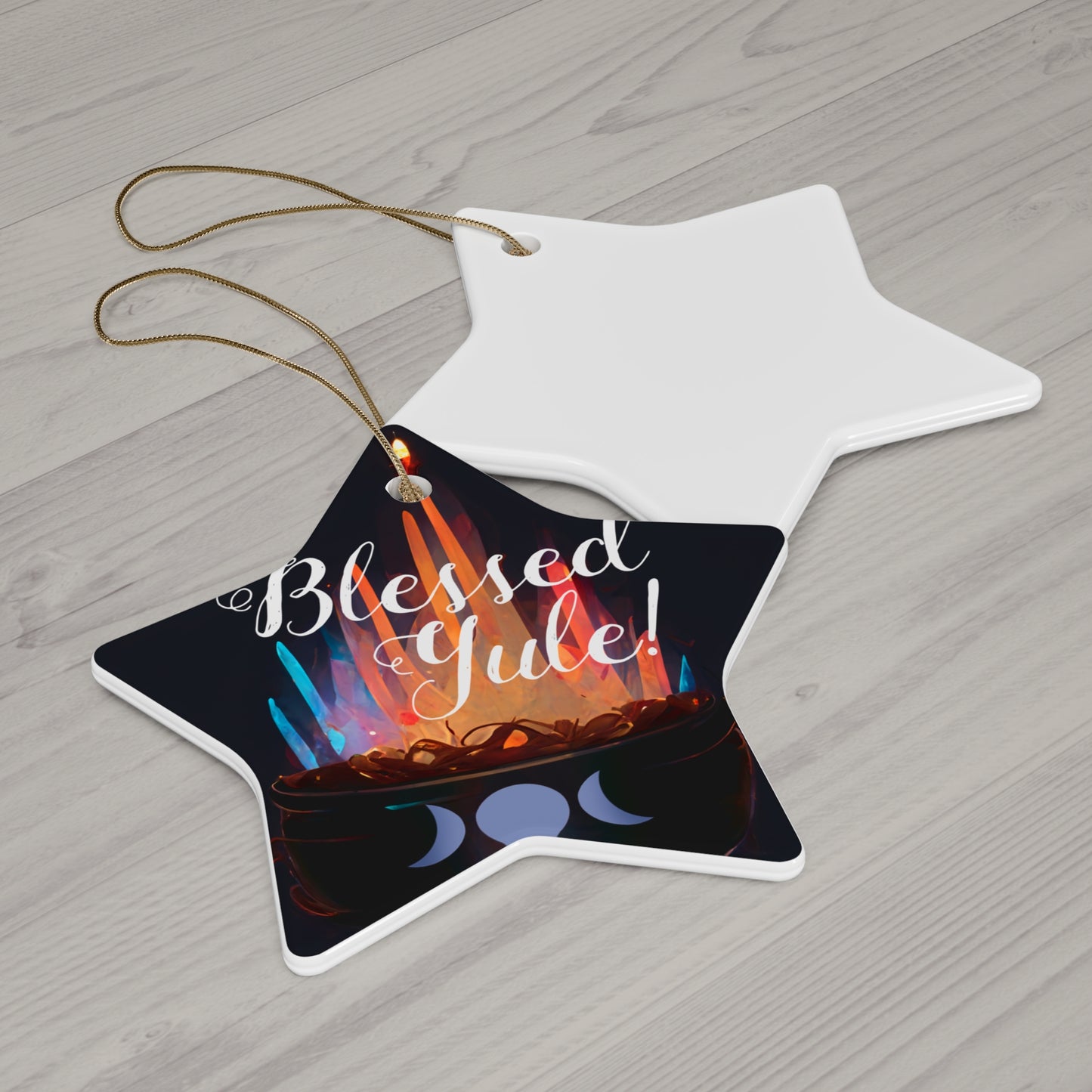 Blessed Yule Goddess Cauldron Ornament | Ceramic Winter Solstice Decoration