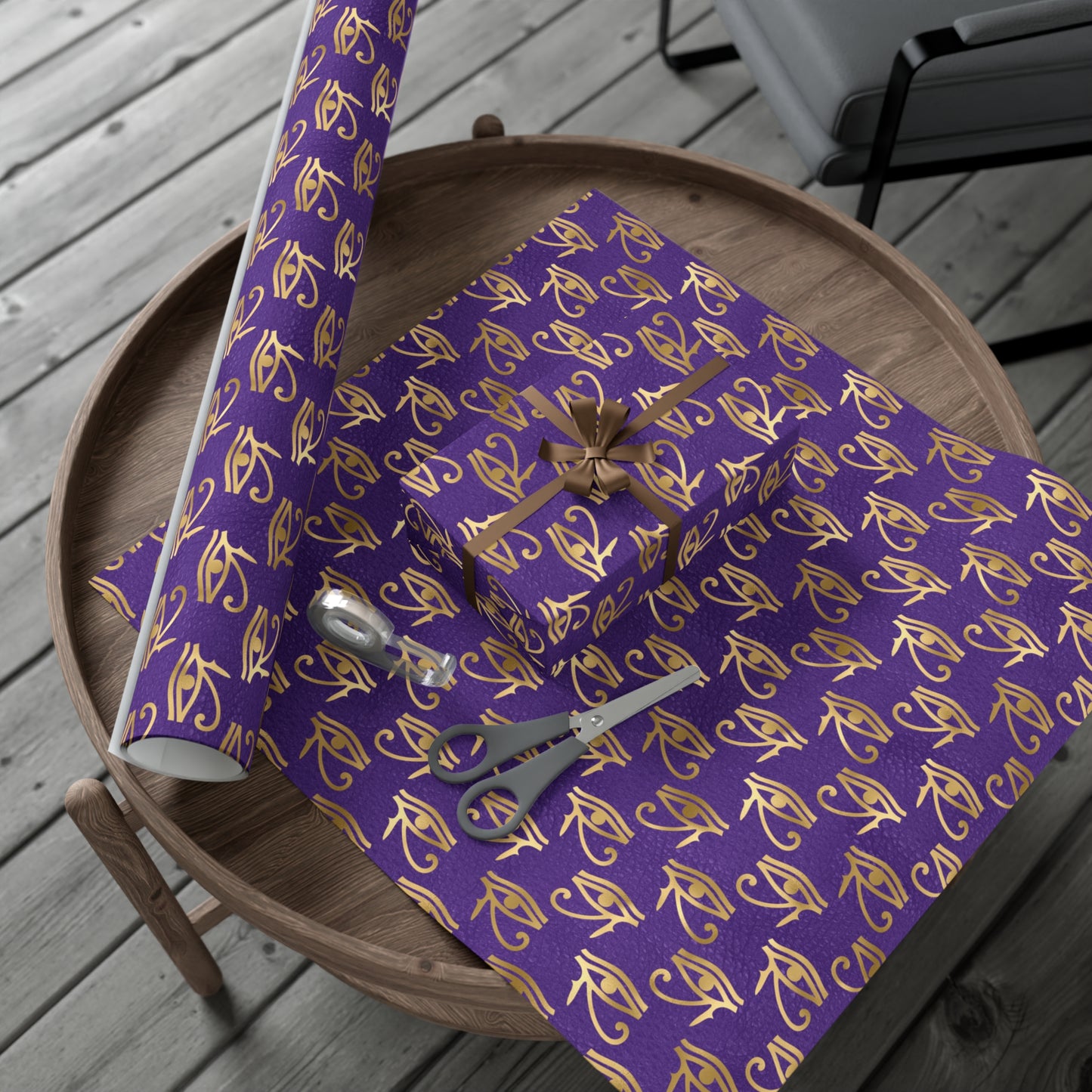 Eye of Ra Egyptian Purple & Gold | Witchy Wrapping Paper | Boutique Gift Wrap