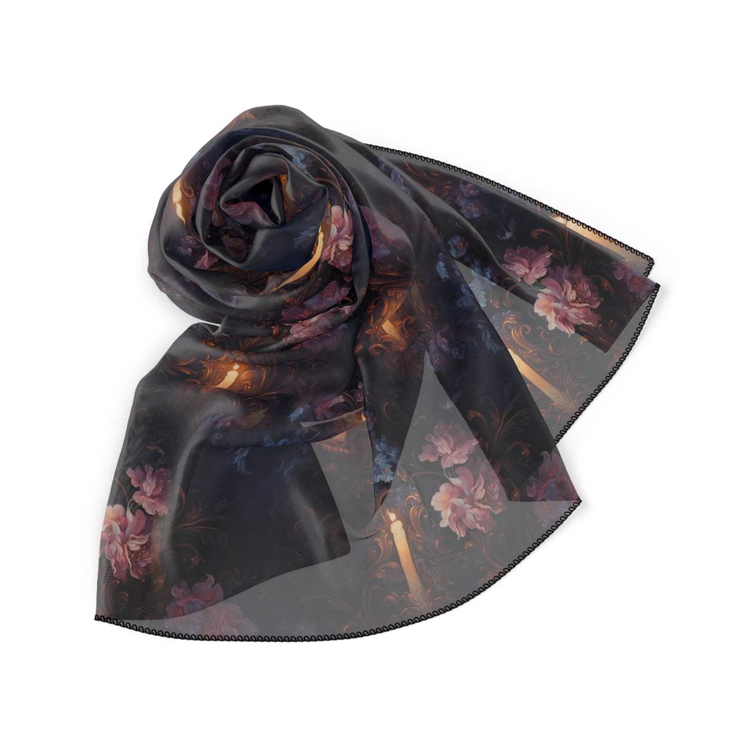 Candles & Flowers Gothic Witches Veil | Witchy Pagan Scarf