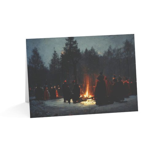 Witchy Bonfire Yule Cards | Pagan Winter Solstice Cards (1, 10, 30, 50 pcs)