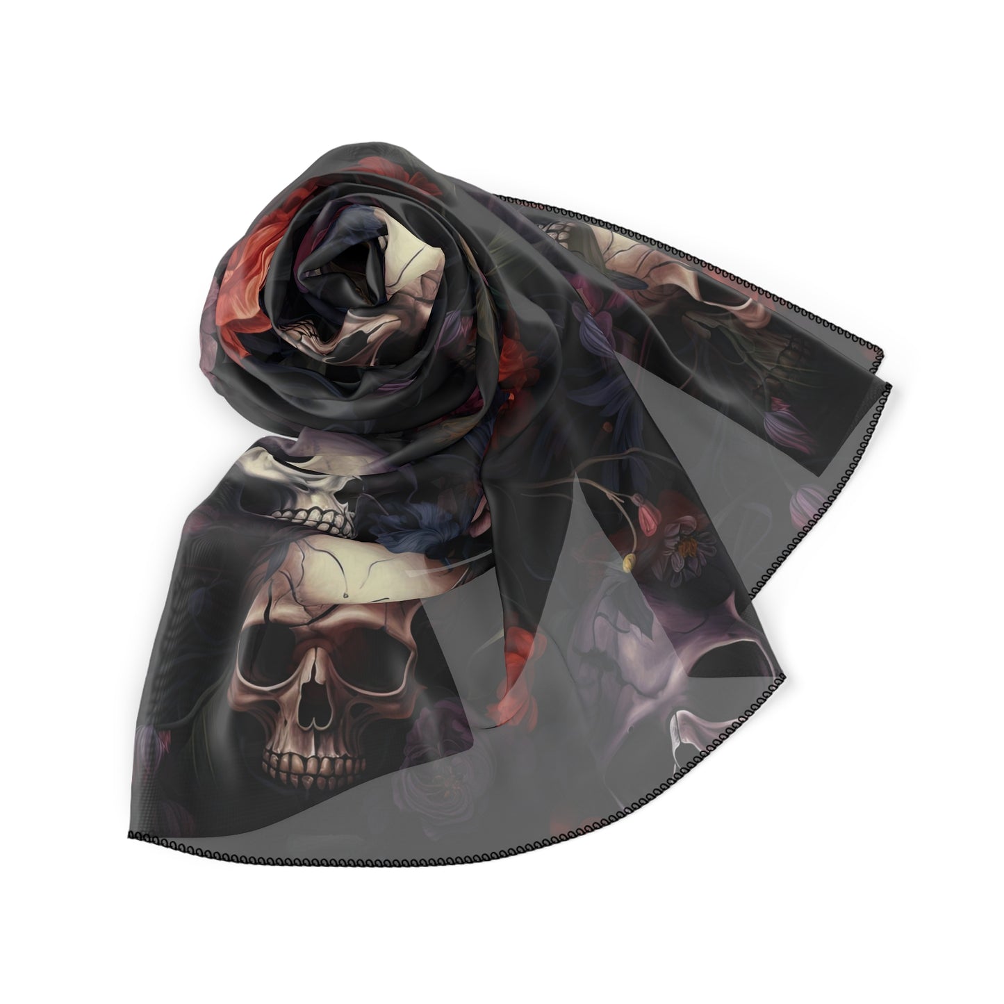 Skulls & Roses Gothic Witches Veil | Witchy Pagan Scarf