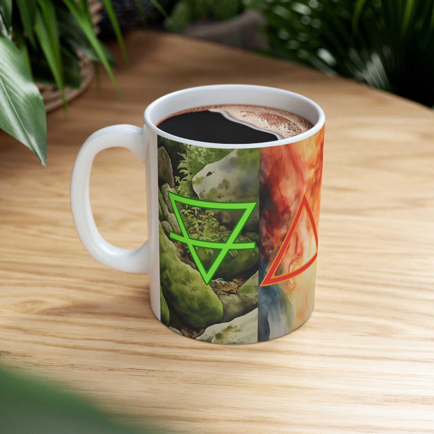 Four Elements Witch Mug | 11oz White Ceramic Mug | Earth Air Fire Water