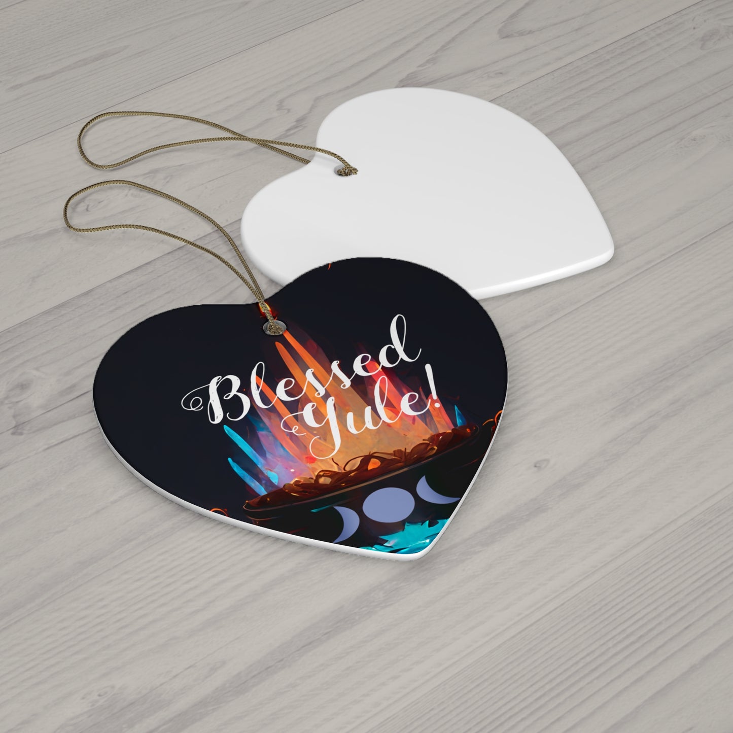 Blessed Yule Goddess Cauldron Ornament | Ceramic Winter Solstice Decoration