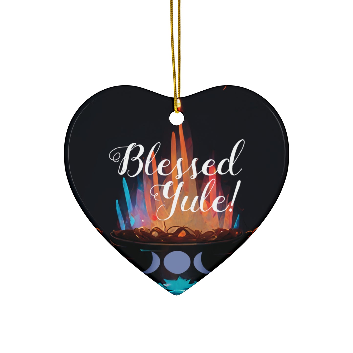 Blessed Yule Goddess Cauldron Ornament | Ceramic Winter Solstice Decoration
