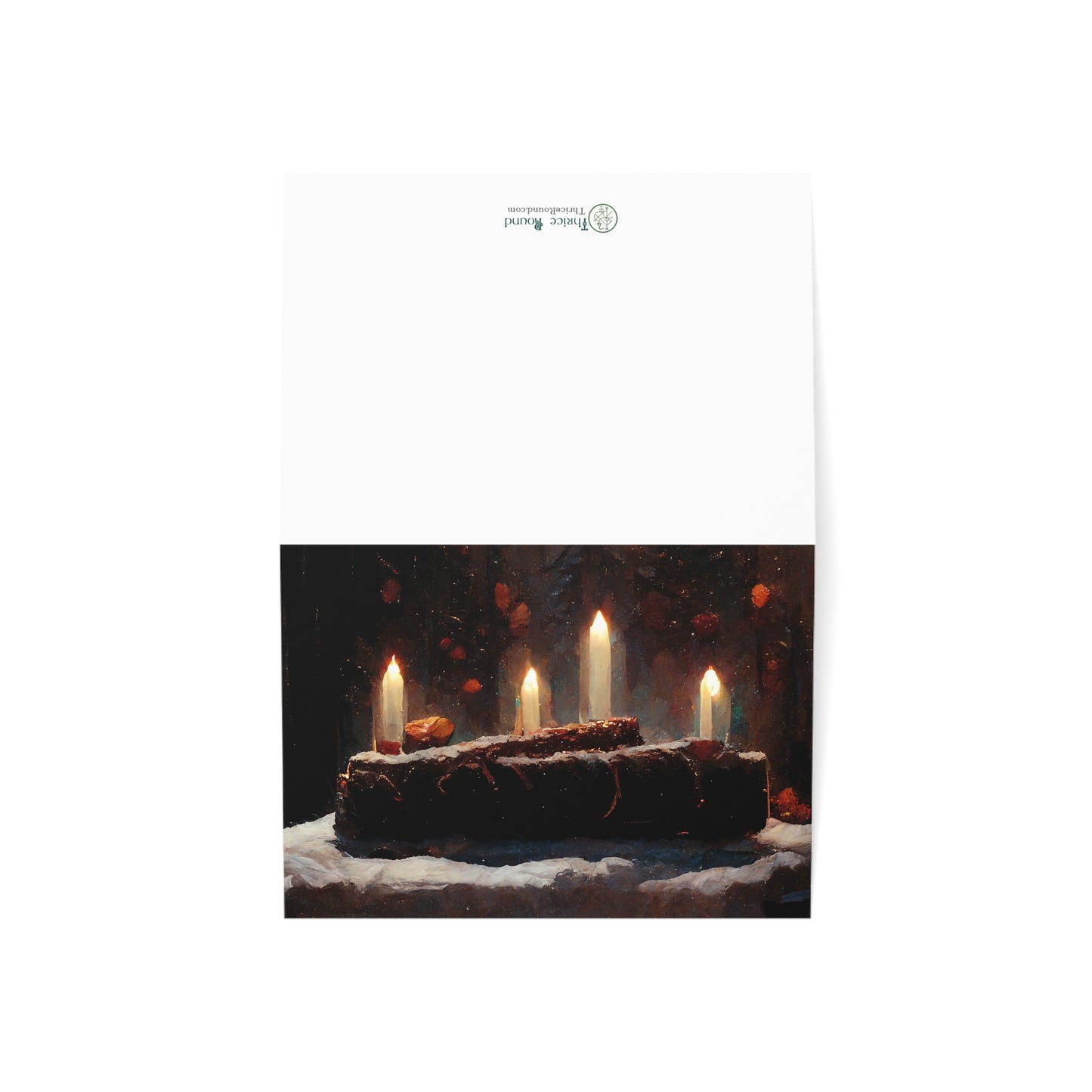 Yule Log with Candles Yule Card | Pagan Winter Solstice Cards (1, 10, 30, 50 pcs)