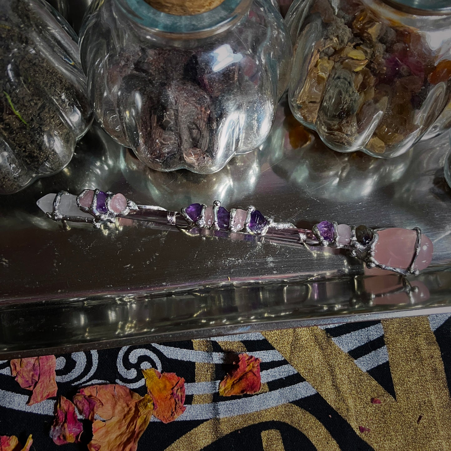 Crystal Wand | LOVE | Rose Quartz, Amethyst, Clear Quartz