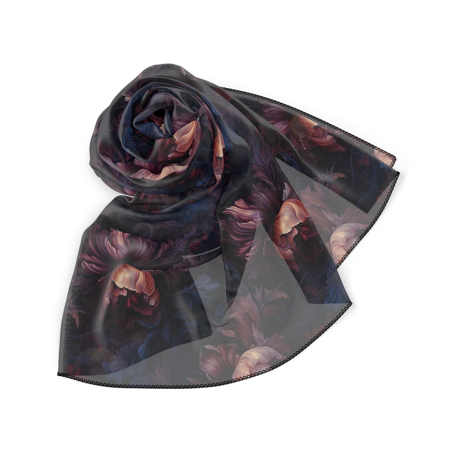 Dark Flowers & Roses Gothic Witches Veil | Witchy Pagan Scarf