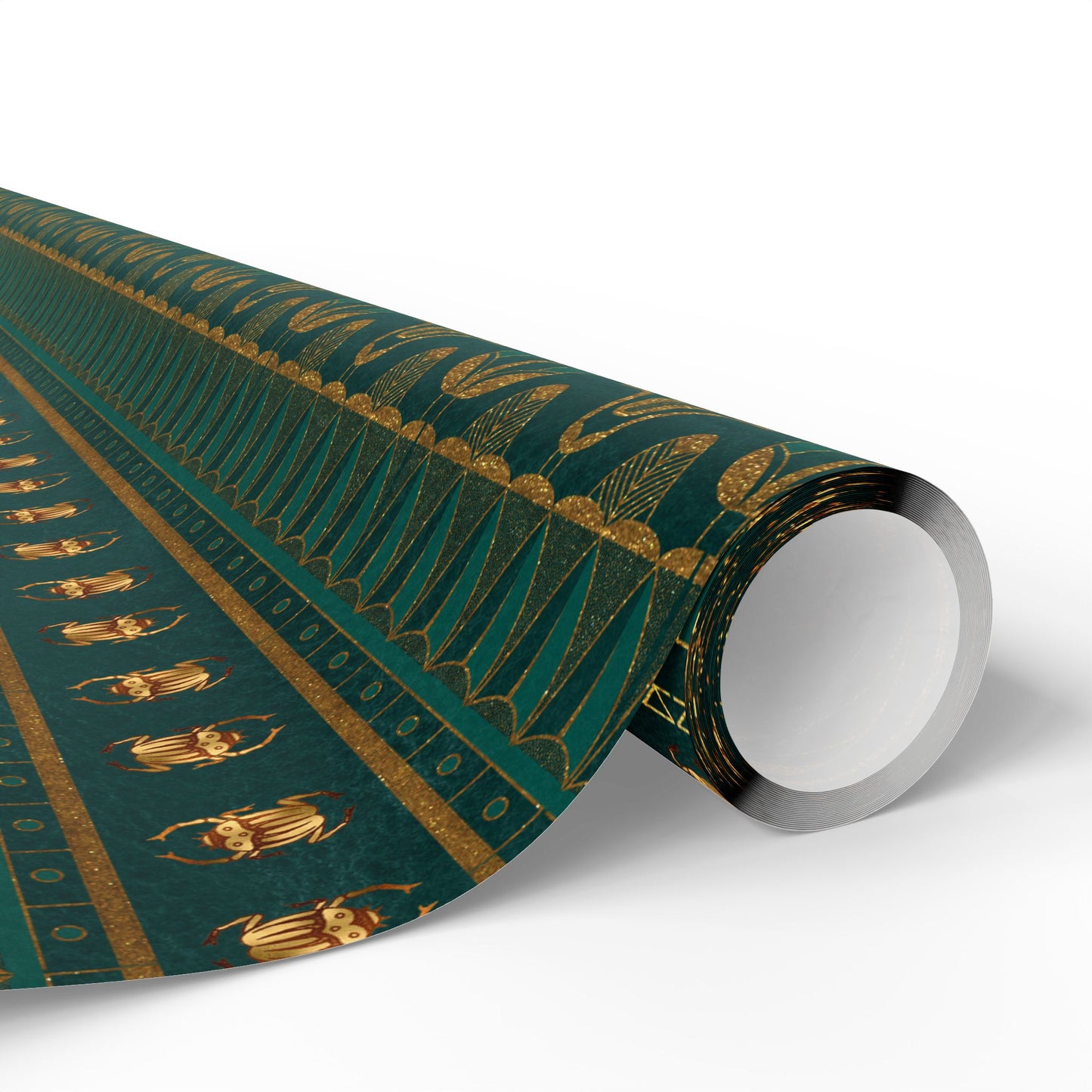 Green & Gold Egyptian Scarabs | Witchy Wrapping Paper | Boutique Gift Wrap