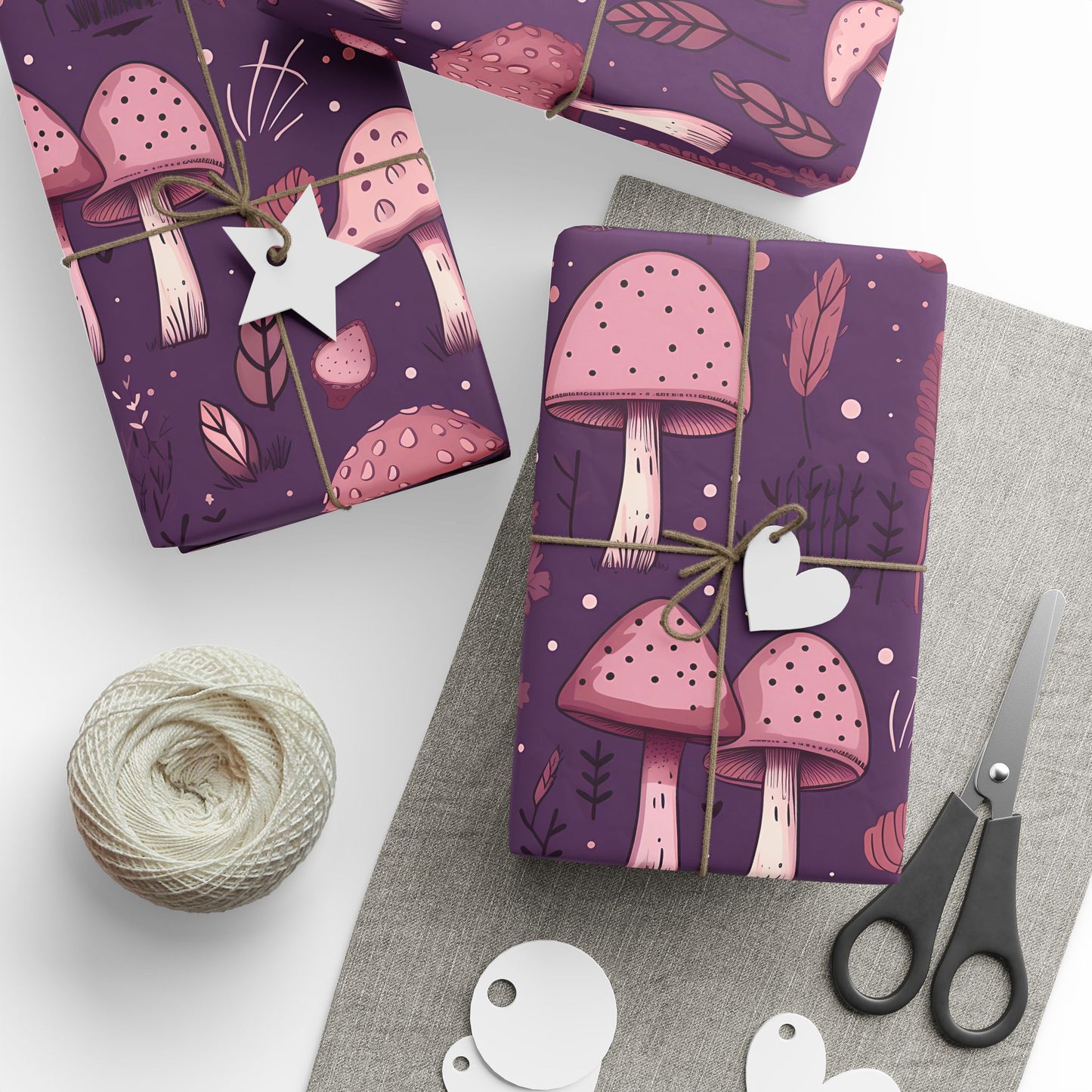 Purple & Pink Mushrooms | Witchy Wrapping Paper | Boutique Gift Wrap