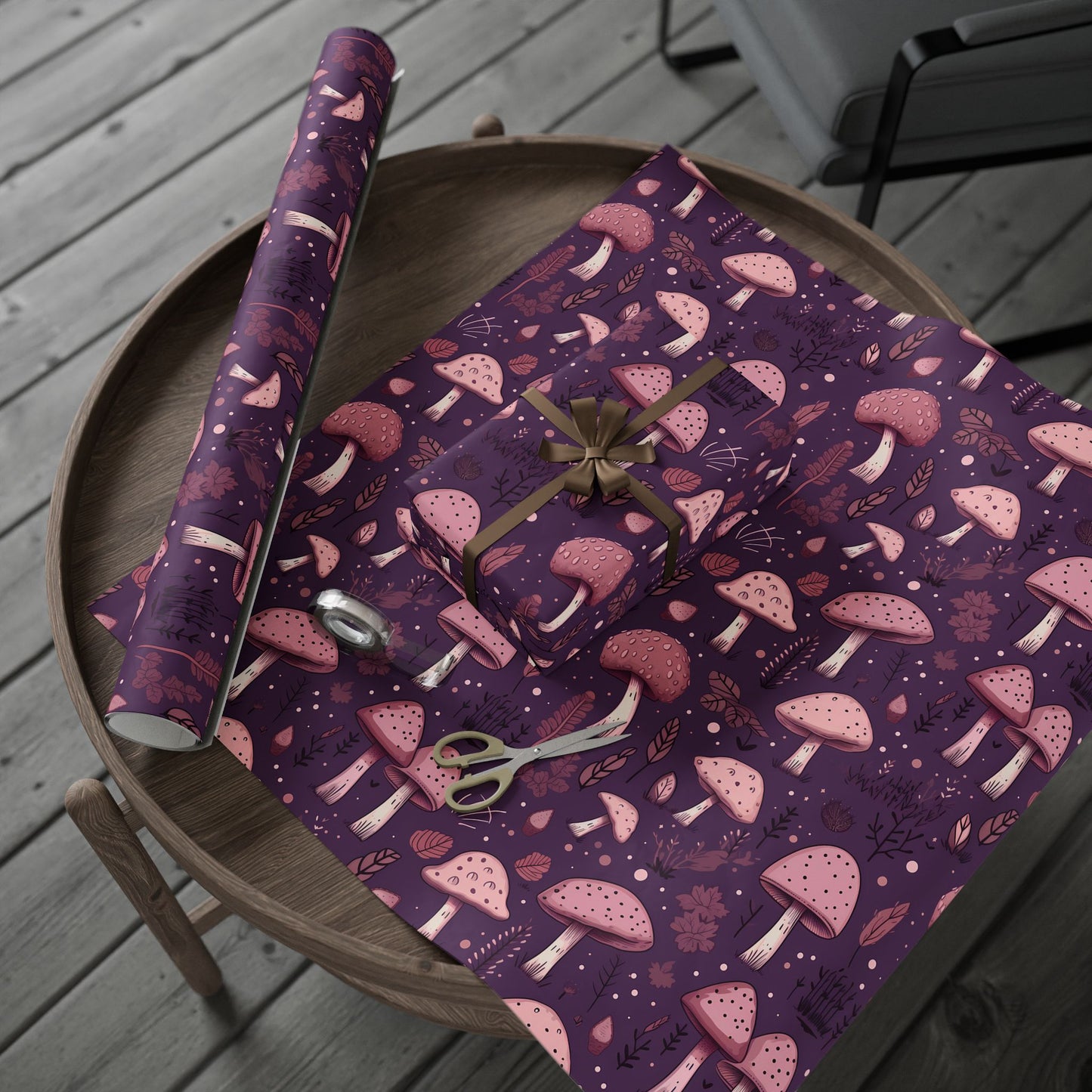 Purple & Pink Mushrooms | Witchy Wrapping Paper | Boutique Gift Wrap