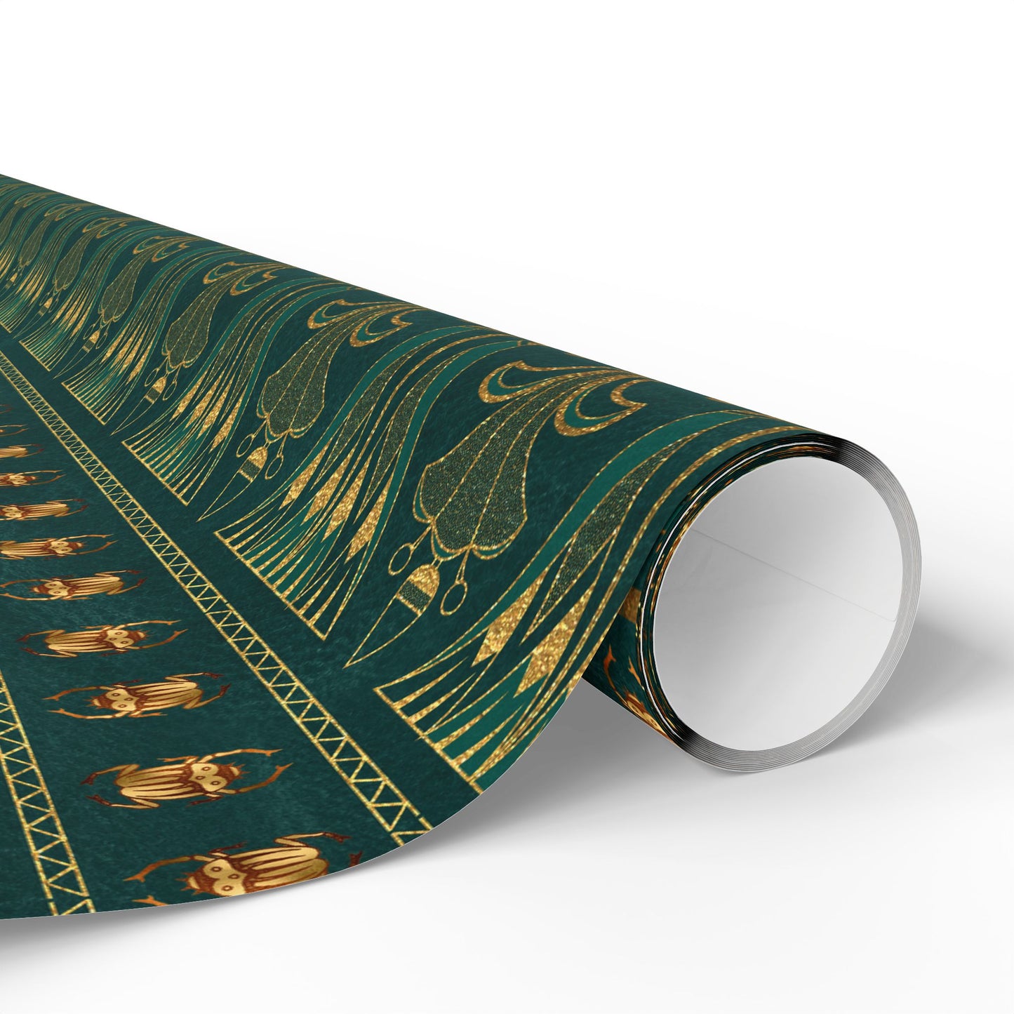 Green & Gold Egyptian Scarabs | Witchy Wrapping Paper | Boutique Gift Wrap