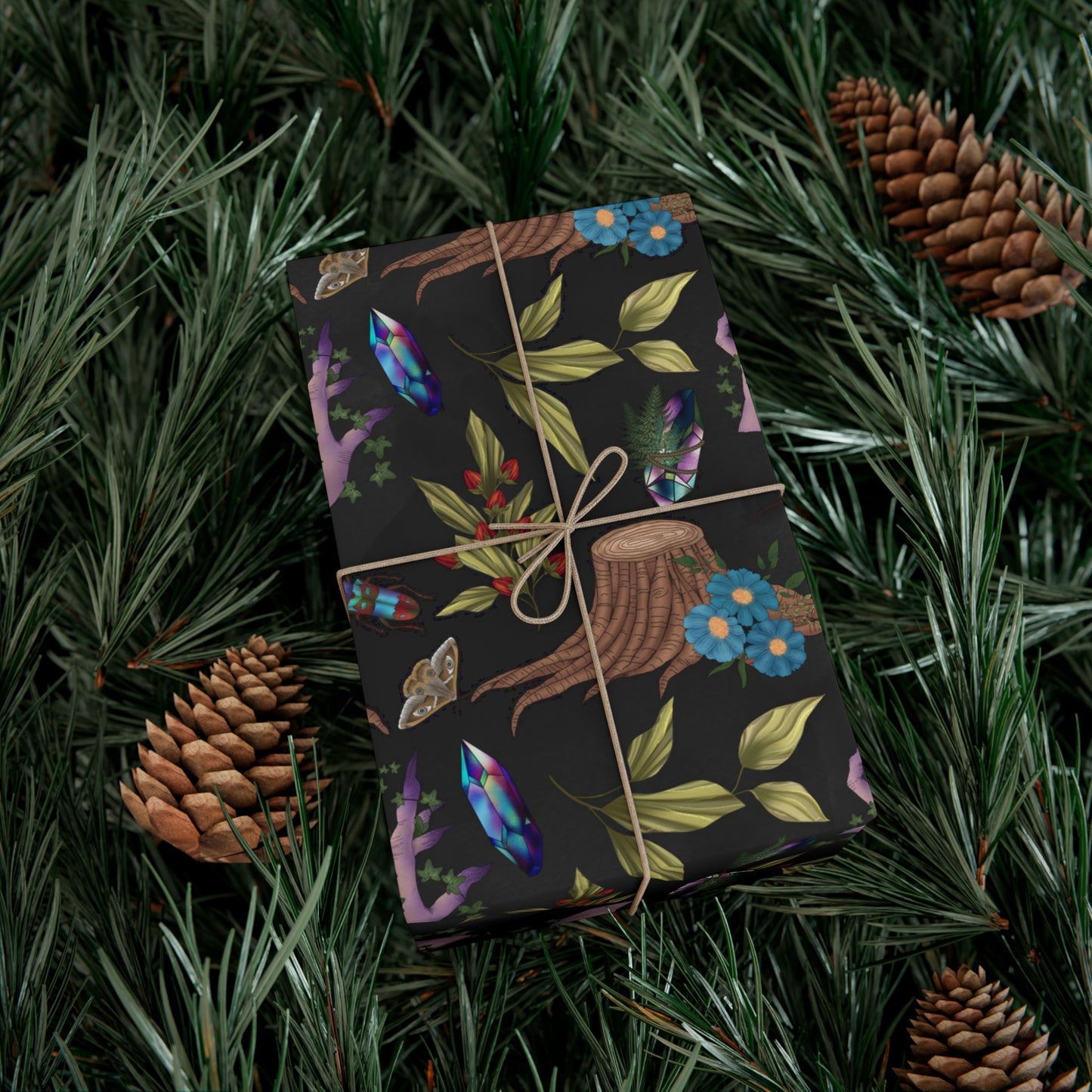 Crystals & Nature | Witchy Wrapping Paper | Boutique Gift Wrap