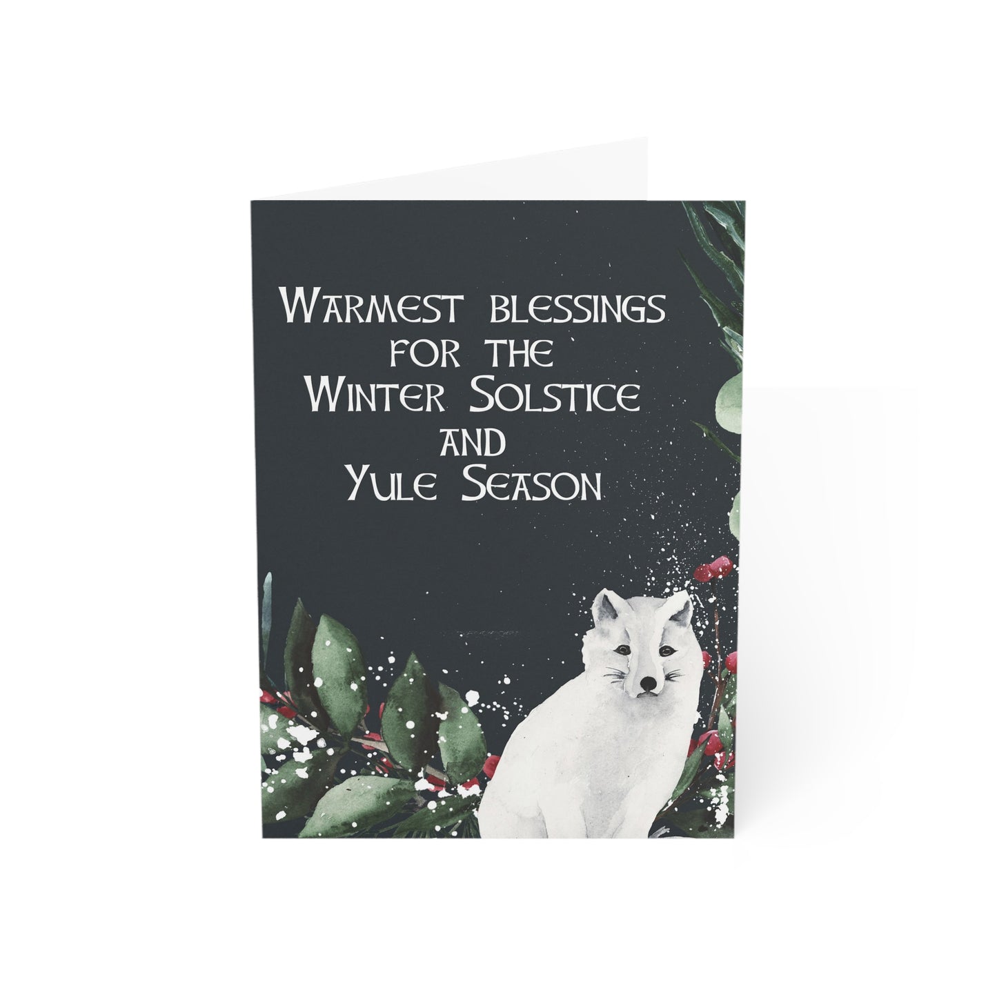 Yule Greeting Card Arctic Fox | Blank Inside | Witchy Pagan Yule Greeting Cards (1, 10, 30 and 50 pcs)