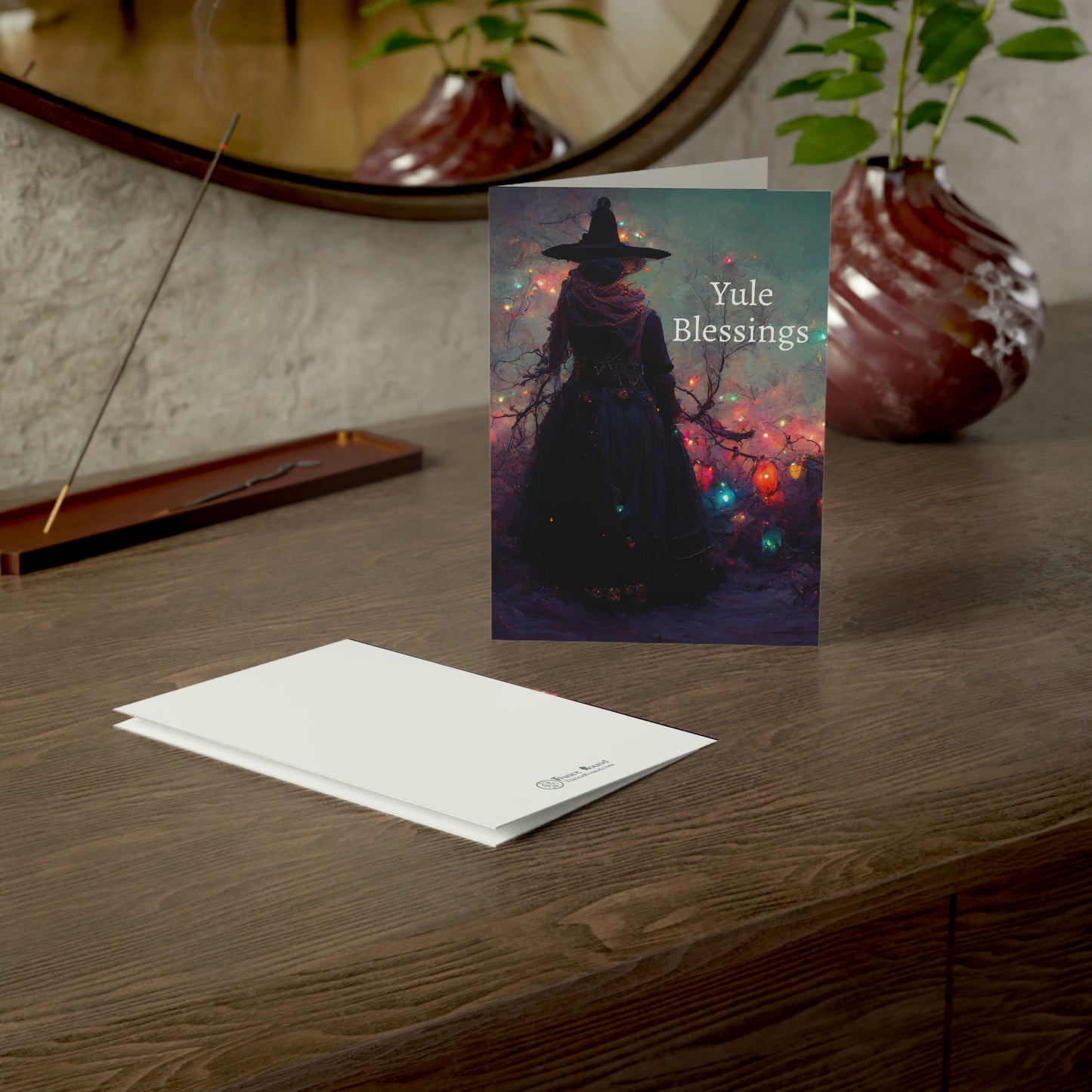 Solitary Winter Solstice Witch | Witchy Pagan Yule Greeting Cards (1, 10, 30 and 50 pcs)