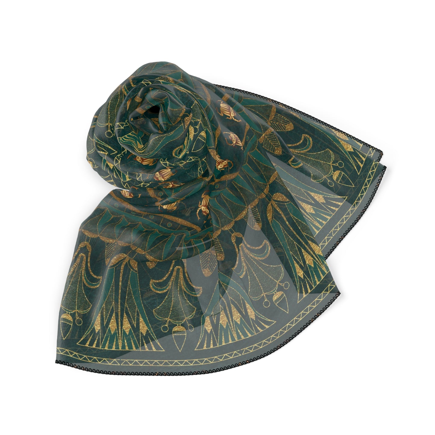 Green & Gold Egyptian Inspired Witches Veil | Witchy Pagan Scarf