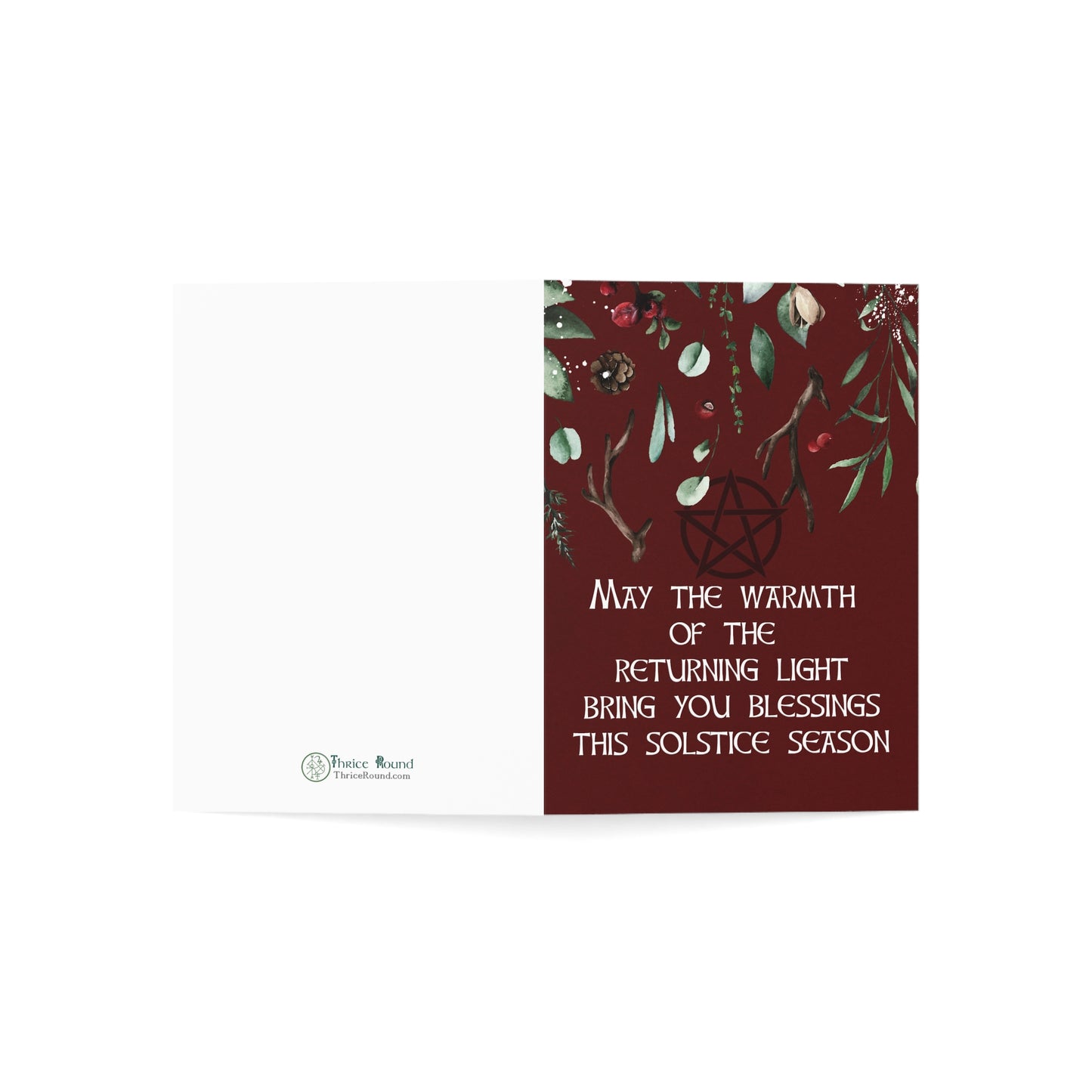 Yule Greeting Card Red | Blank Inside | Witchy Pagan Yule Greeting Cards (1, 10, 30 and 50 pcs)