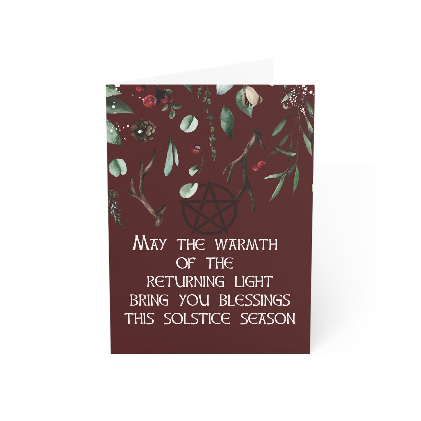 Yule Greeting Card Red | Blank Inside | Witchy Pagan Yule Greeting Cards (1, 10, 30 and 50 pcs)