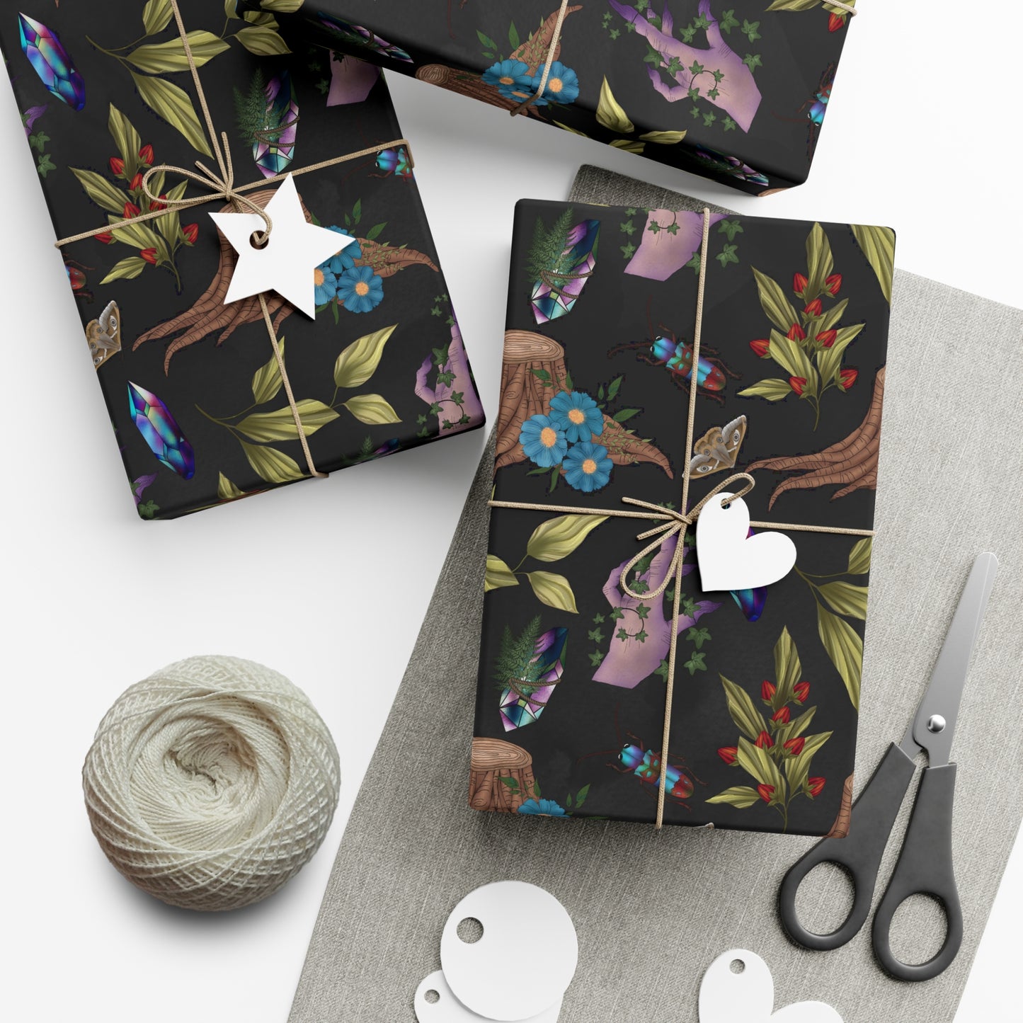 Crystals & Nature | Witchy Wrapping Paper | Boutique Gift Wrap