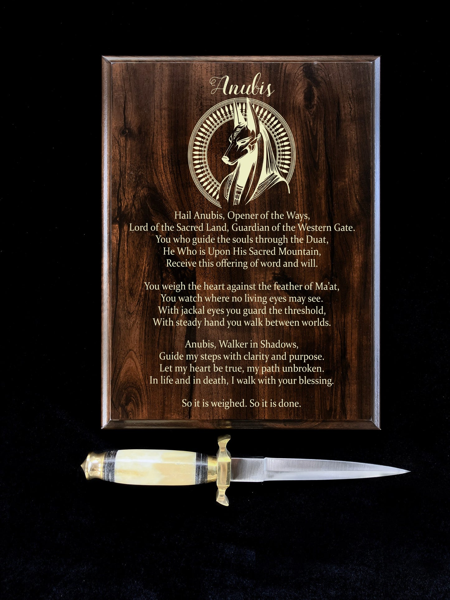 Anubis Prayer Pagan Wall Plaque
