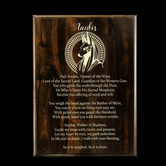 Anubis Prayer Pagan Wall Plaque