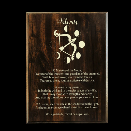 Artemis Prayer Pagan Wall Plaque