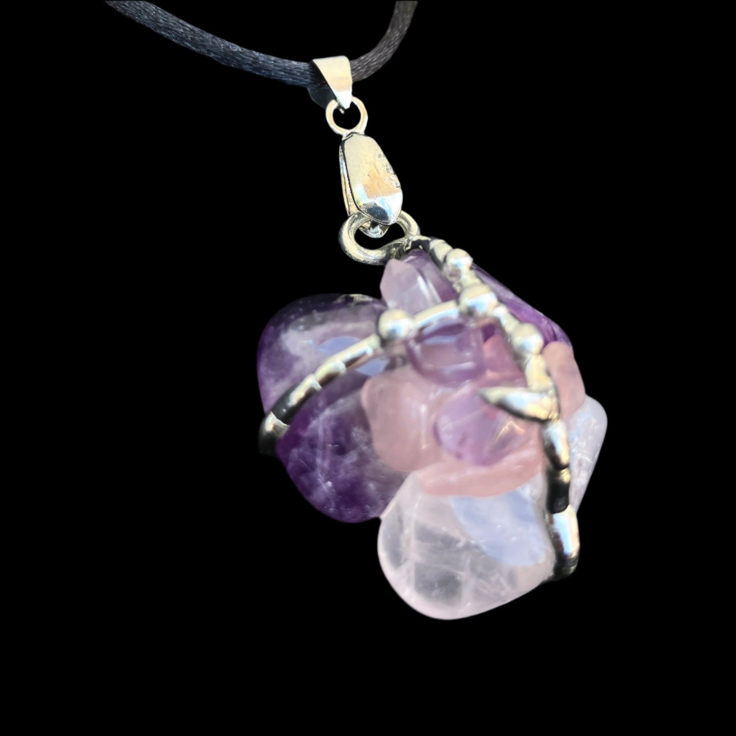 Crystal Amulet | LOVE |  Rose Quartz, Amethyst, Natural Quartz