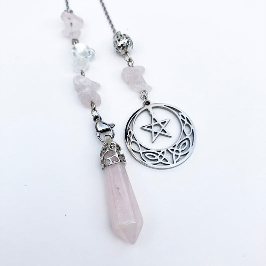 Rose Quartz Moon & Star Pendulum Bracelet