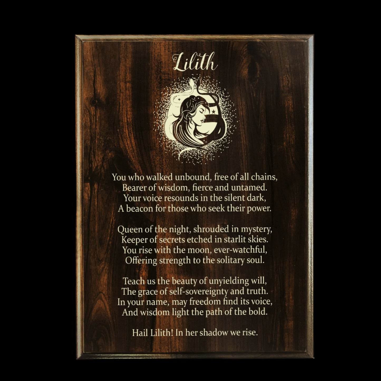 Lilith Prayer Pagan Wall Plaque