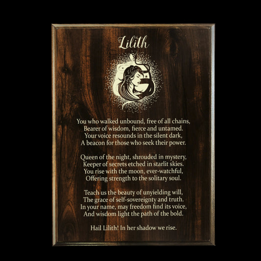 Lilith Prayer Pagan Wall Plaque