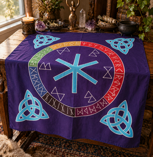 Rune Mother Altar Cloth or Scarf – Batik Triquetra Design, 36" x 36"