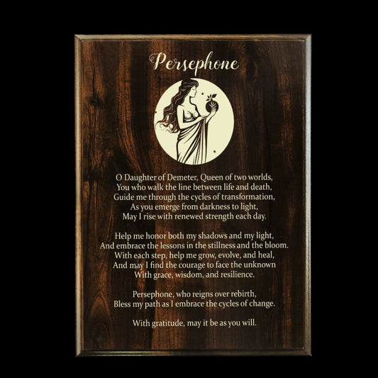 Persephone Prayer Pagan Wall Plaque