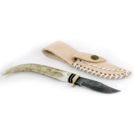 Stag Antler Damascus Athame - 8 1/2" Ritual Knife