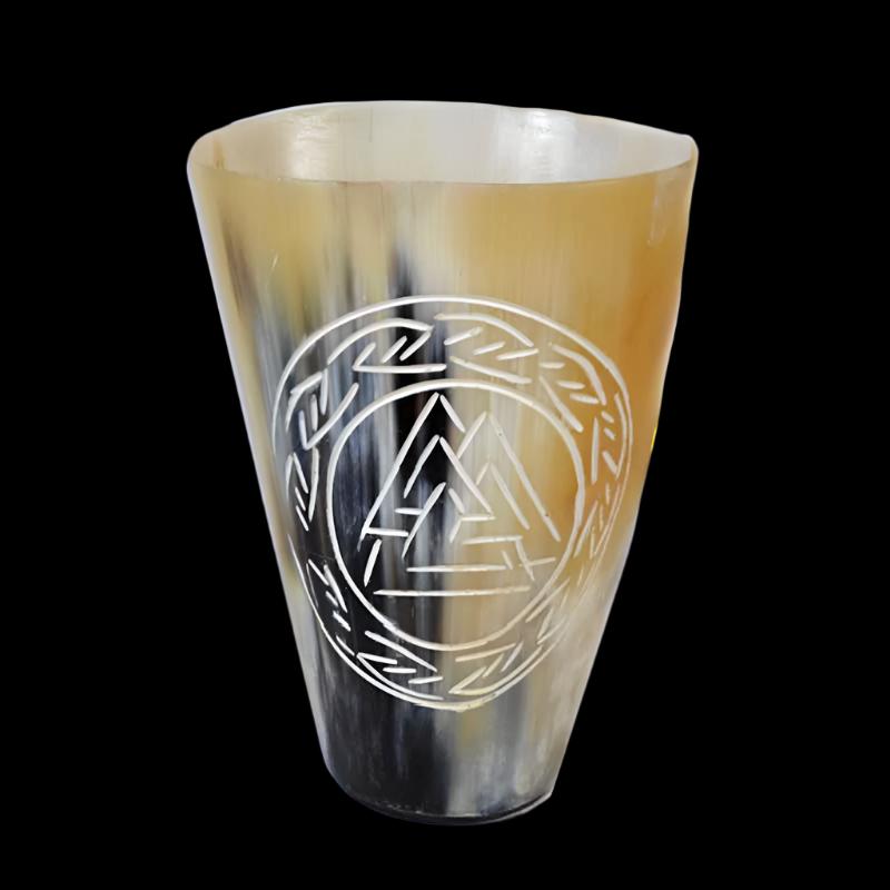 4" Norse Valknut Water Buffalo Horn Mug