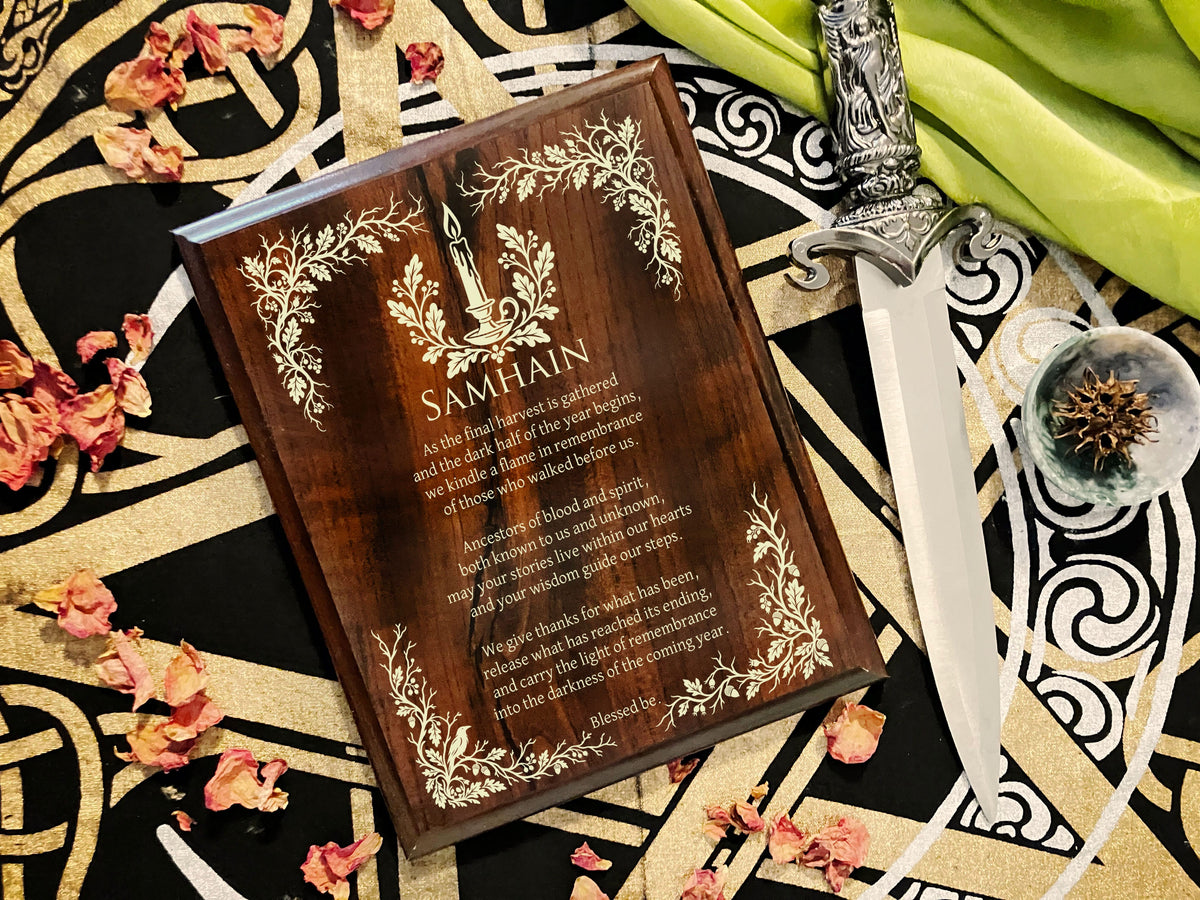 Samhain Prayer Plaque | Pagan Altar Decor & Ancestor Remembrance