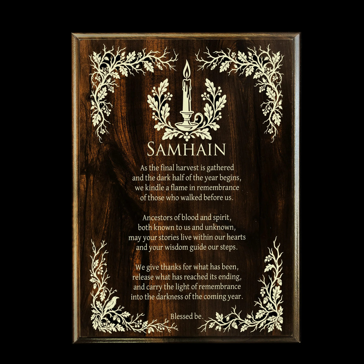Samhain Prayer Plaque | Pagan Altar Decor & Ancestor Remembrance