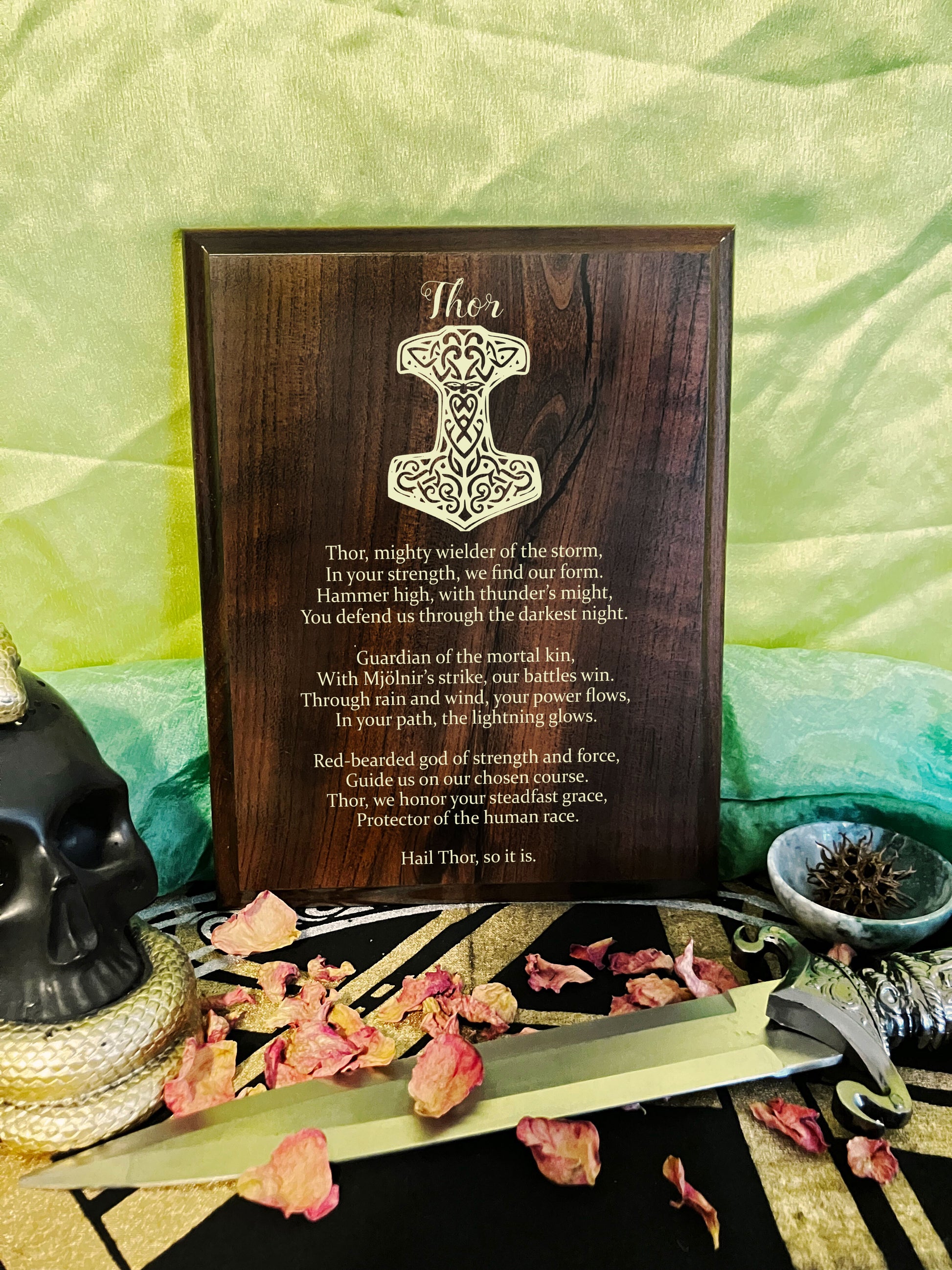 Thor Prayer Pagan Wall Plaque | Norse Pagan Decor – Thrice Round