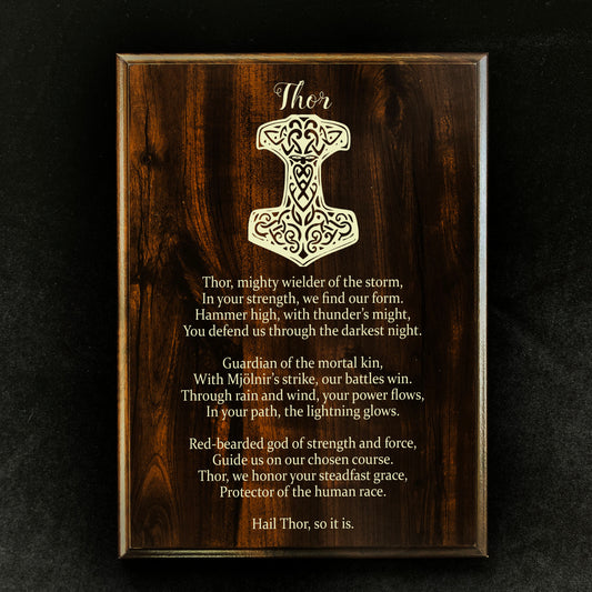 Thor Prayer Pagan Wall Plaque | Norse Pagan Decor