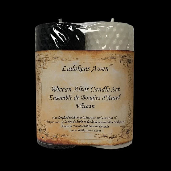 4" Duality, Black & White | Wiccan Altar Set Beeswax Candles