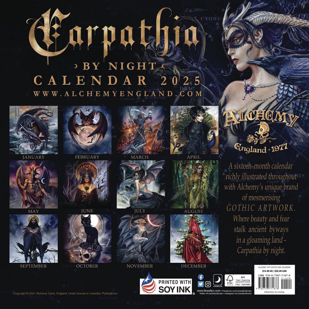 Llewellyn's 2025 Gothic Calendar | Alchemy 1977 Gothic Wall Calendar