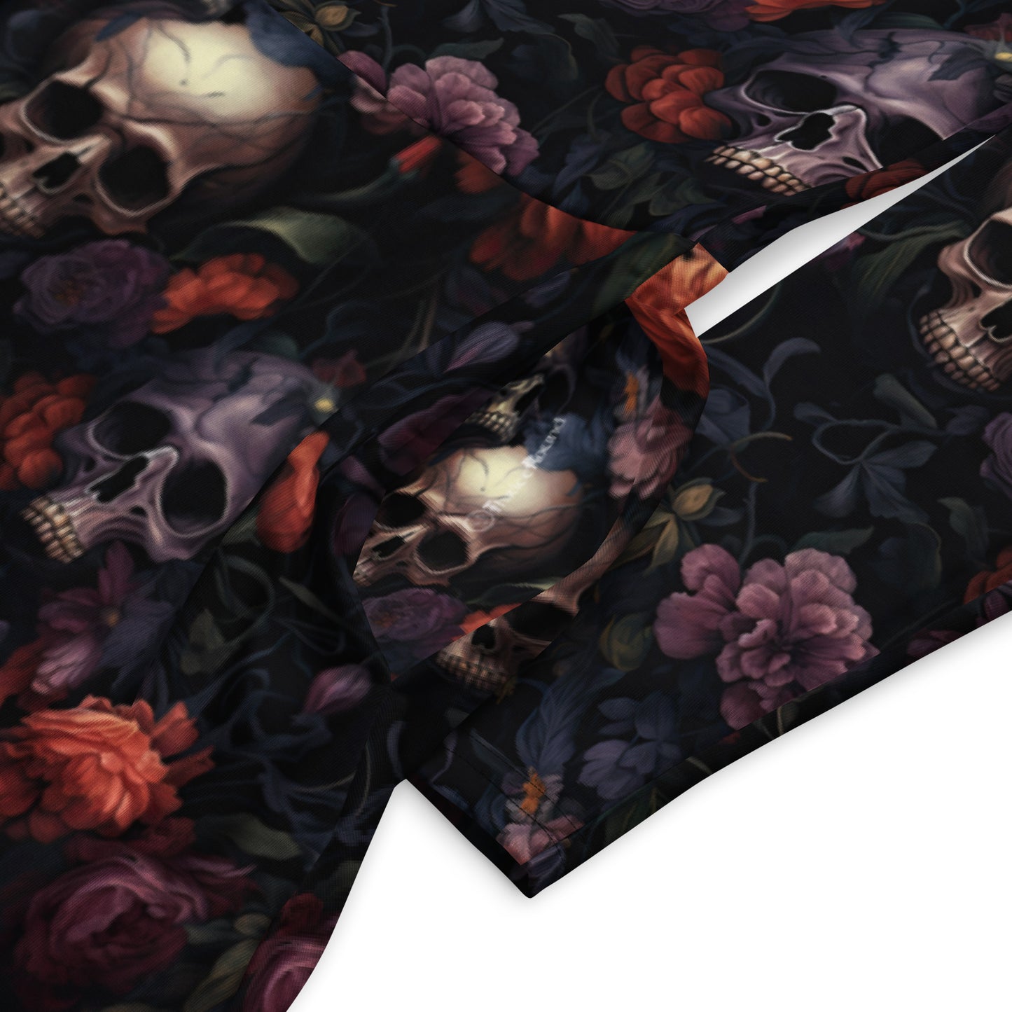Gothic Skulls & Flowers | Long Sleeve Midi Length Dress | Witchy Dress