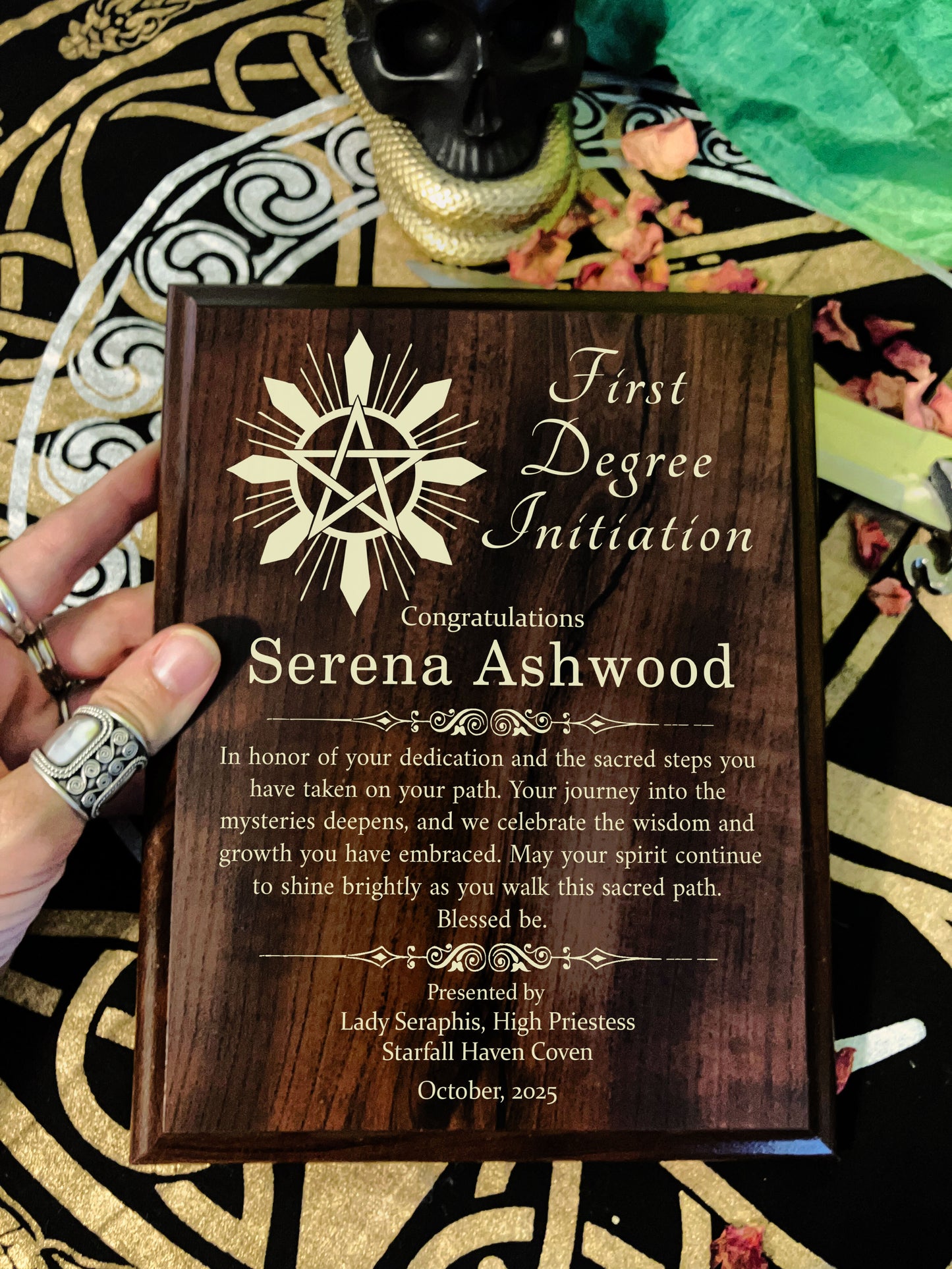 Custom First Degreen Initiation Plaque - Wiccan Witch Coven Initiation Gift