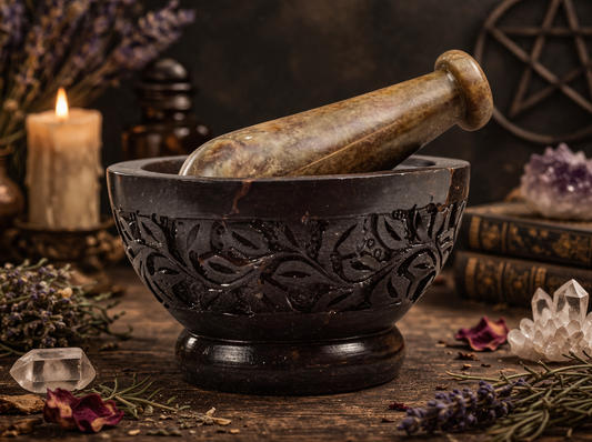 Flower Soapstone Mortar & Pestle
