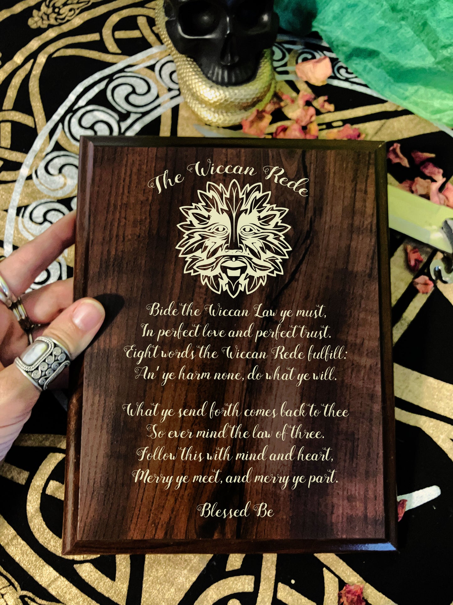 Wiccan Rede Prayer Plaque | Green Man God Design