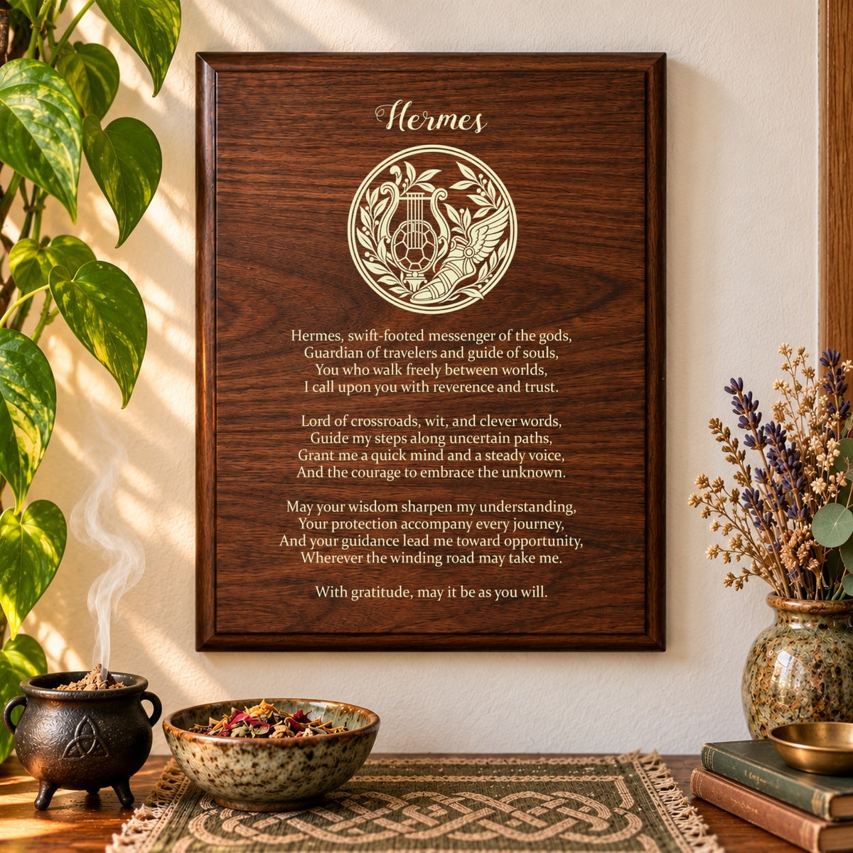 Hermes Prayer Pagan Wall Plaque