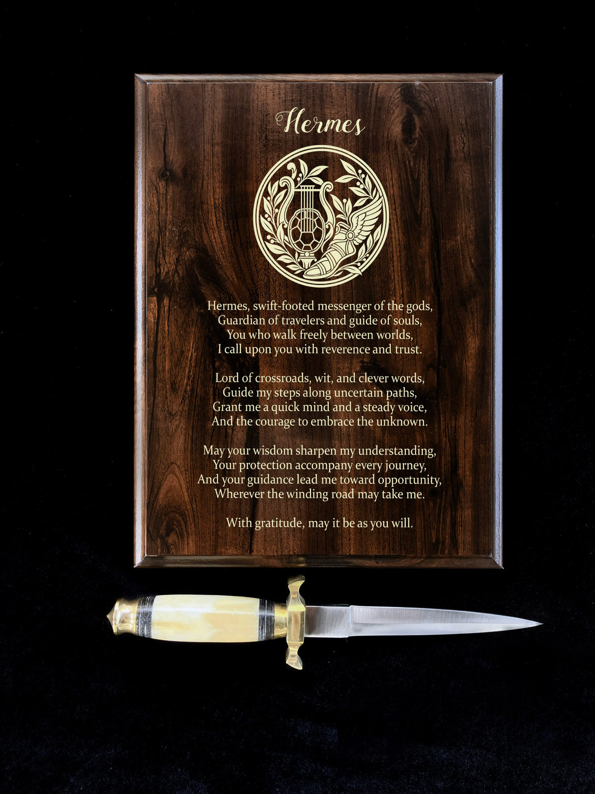 Hermes Prayer Pagan Wall Plaque