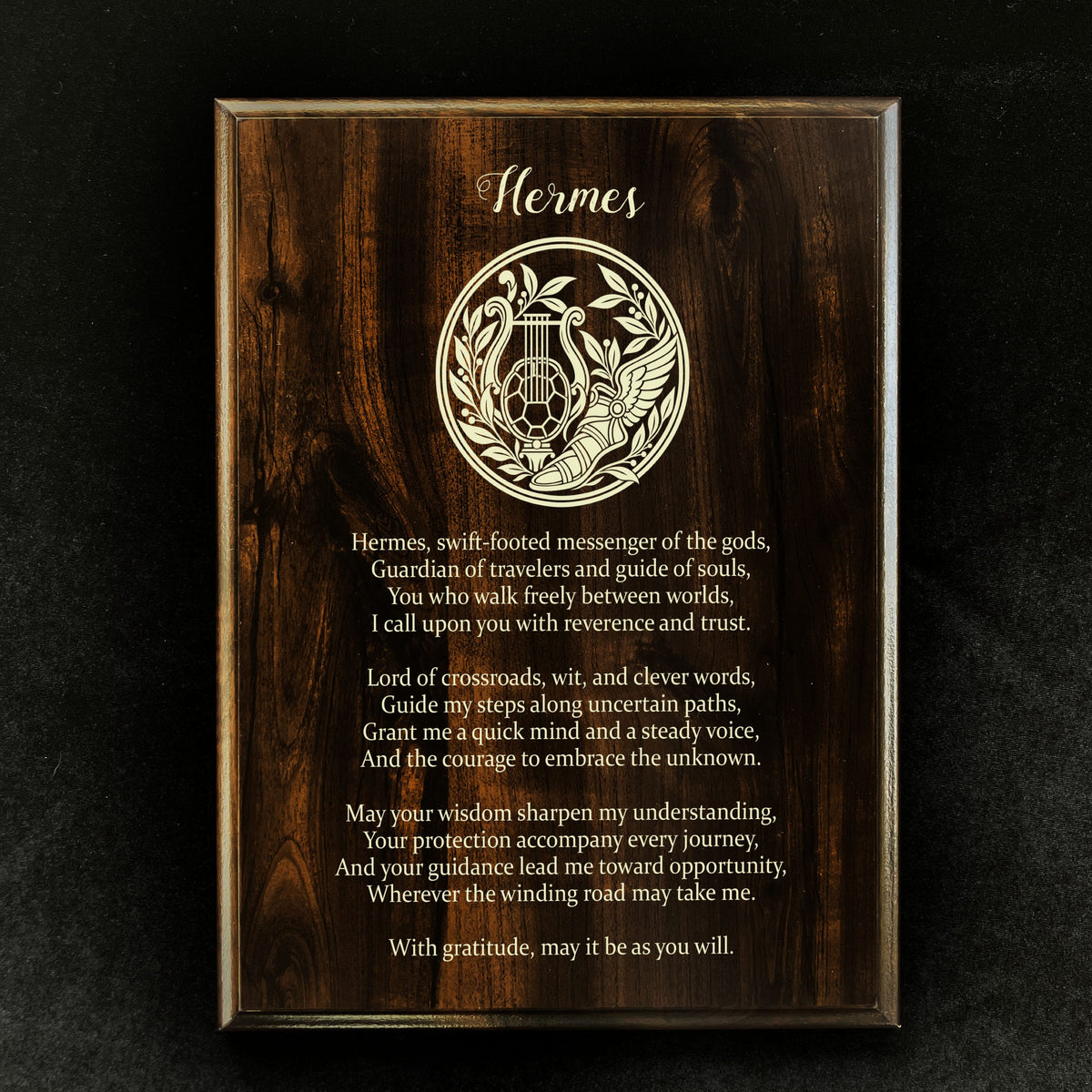 Hermes Prayer Pagan Wall Plaque